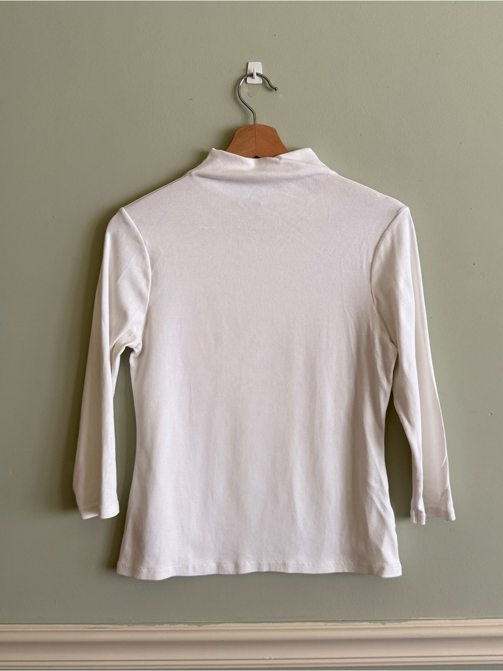 Nordstrom Pima Cotton Cream Long Sleeve Mock Neck Top